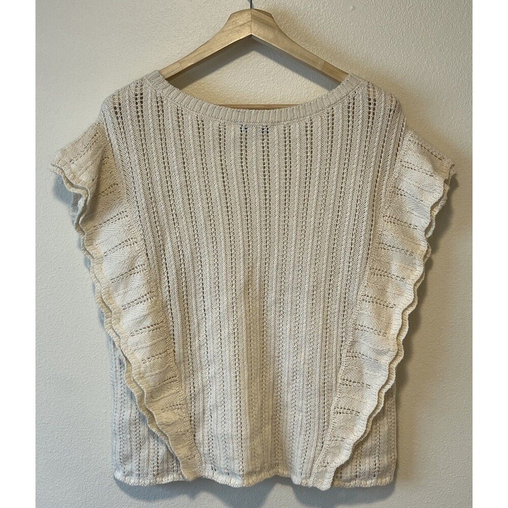 IRO Dafgan Alpaca Wool Blend Sweater Size Medium Cream Open Knit Country Cottage - Picture 2 of 7